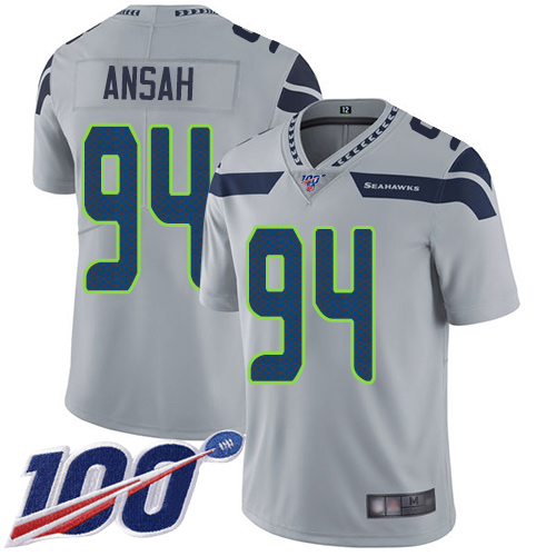 Seattle Seahawks Limited Grey Men Ezekiel Ansah Alternate Jersey NFL Football #94 100th Season Vapor Untouchable->women nfl jersey->Women Jersey